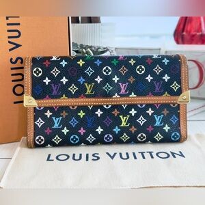 Louis Vuitton Murakami Black Rainbow Monogram Wallet